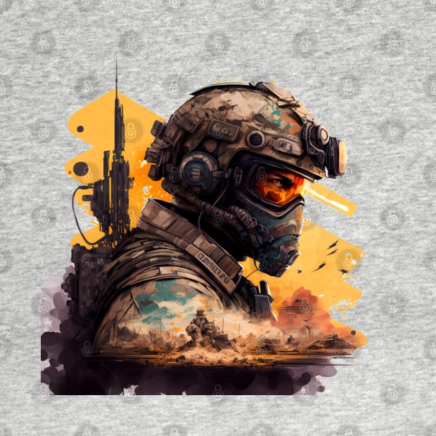Soldier watercolor print by Buff Geeks Art